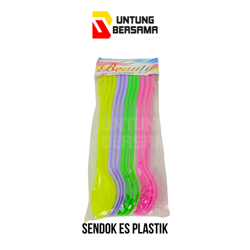 Sendok Es/ Teh Plastik Warna Warni 12 Pcs