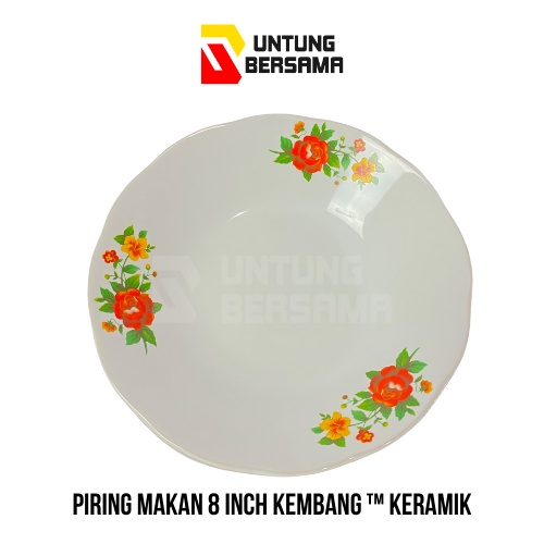 Piring Makan 8 Inch Piring Kembang Keramik / 12 Pcs Murah Dan Terbaik