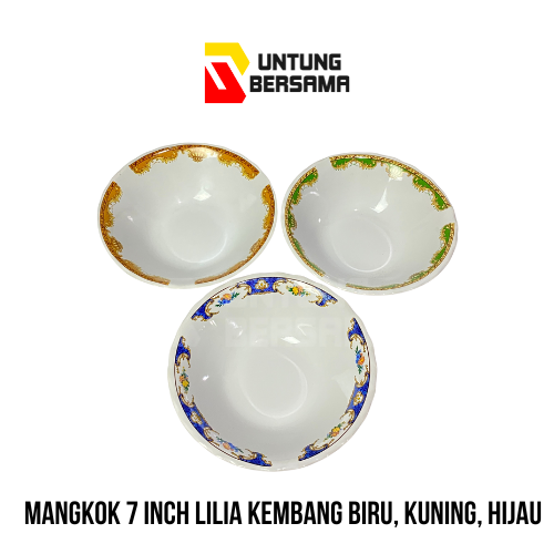 Mangkok 7 Inch Keramik / Mangkok Mahkota / Kembang Lilia
