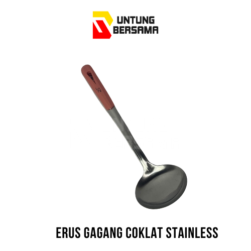 Eros/ Sendok Sayur Gagang Coklat Stainless