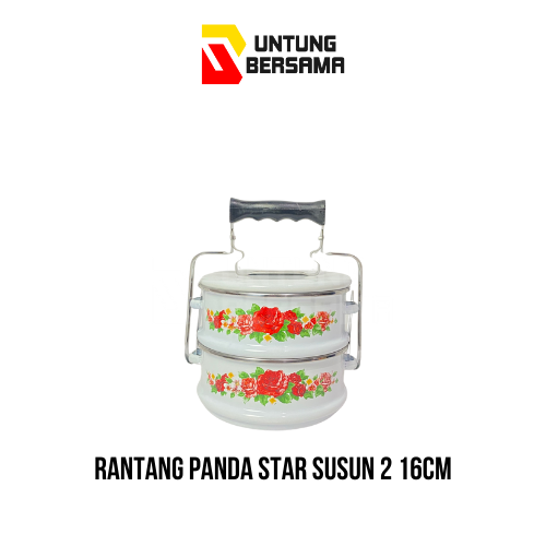 Rantang Makanan / Food Carrier Enamel 16 Cm Panda Susun 2