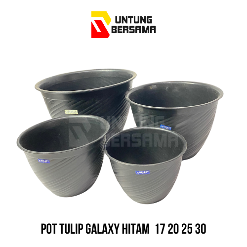 Pot Bunga/ Pot Tulip Galaxy Plast Hitam 17, 20, 25, 30