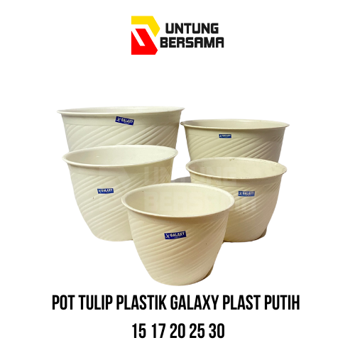 Pot Bunga/ Pot Tulip Galaxy Plast Putih 15, 17, 20, 25, 30