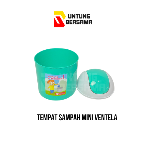 Tempat Sampah Plastik Bulat Mini Ventela / Tempat Sampah Mini Tutup Goyang