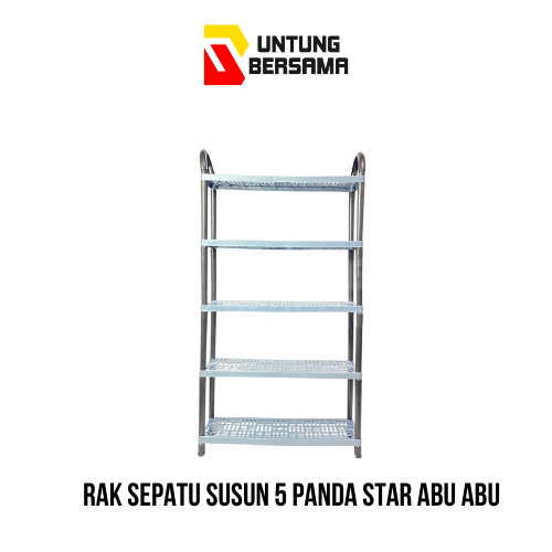 Rak Sepatu/ Sandal Jupe Susun 3, Susun 4, Susun 5 Panda Star Abu Abu