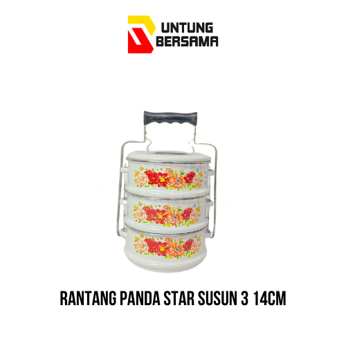 Rantang Makanan / Food Carrier Enamel 16 Cm Panda Susun 3