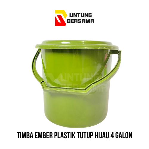 Timba / Ember Plastik 4 Galon Dengan Tutup – Warna Hijau | Kuat & Anti Pecah!