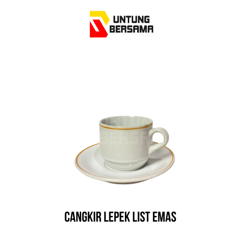 Cangkir Lepek/ Cangkir Teh List Emas 6pcs