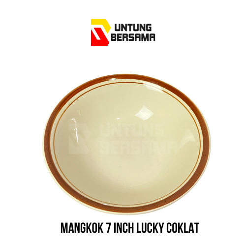 Mangkok 7 Inch Keramik Coklat Lucky