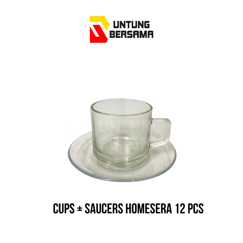 Cups + Saucers/ Cangkir Set Homesera12 Pcs