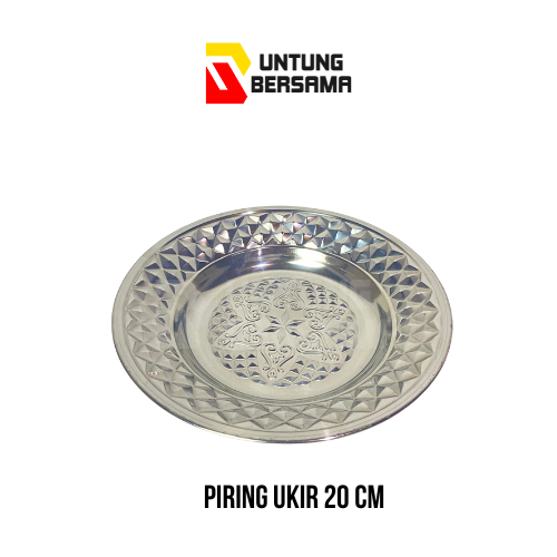 Piring Ukir Stainless 20cm / Pcs / Motif Ukir
