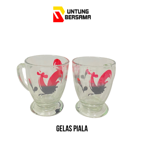Gelas Kaca Piala Motif/ Gelas Teh/ Gelas Kopi Gelas Serbaguna /6pcs